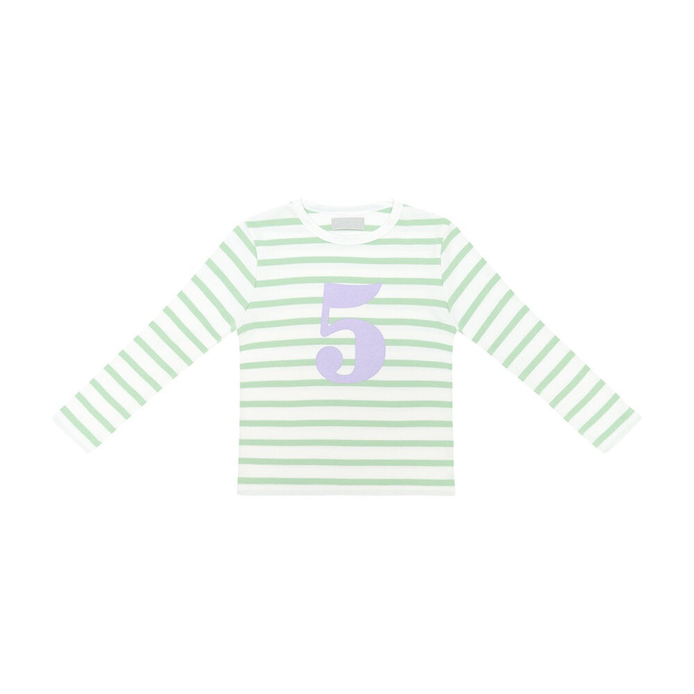 Seafoam/White Striped Number (Liliac) Tee