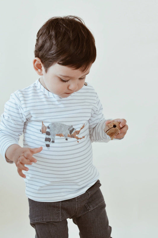 Baby /Kids Raccoon Striped LS Tee