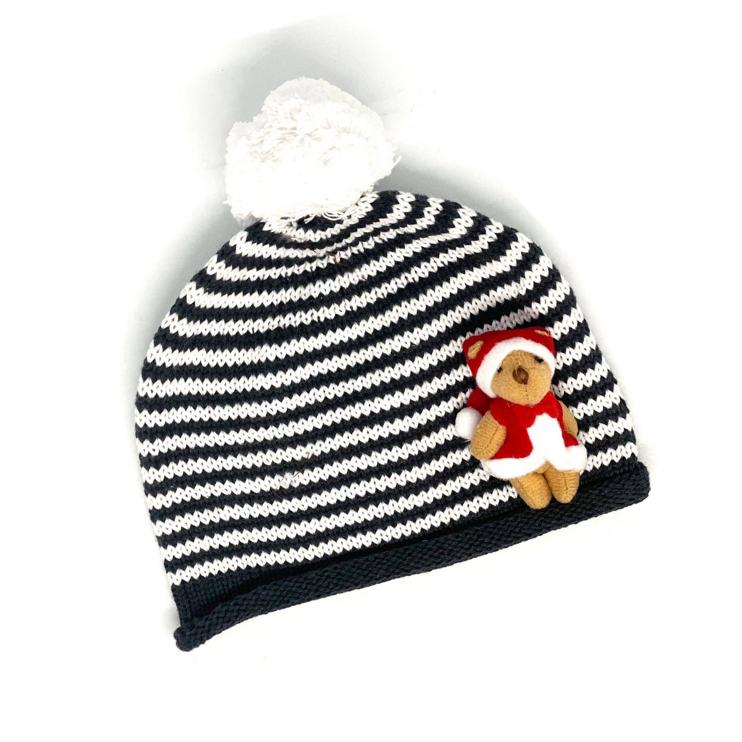 Christmas Dark Grey Striped Bear Hat