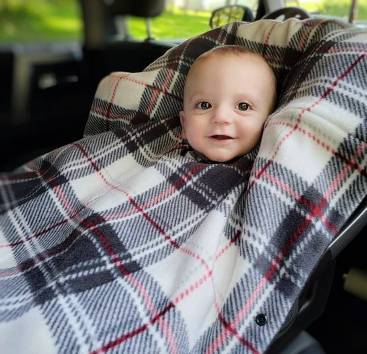 Fleece Car Seat Poncho, Winter Plaid