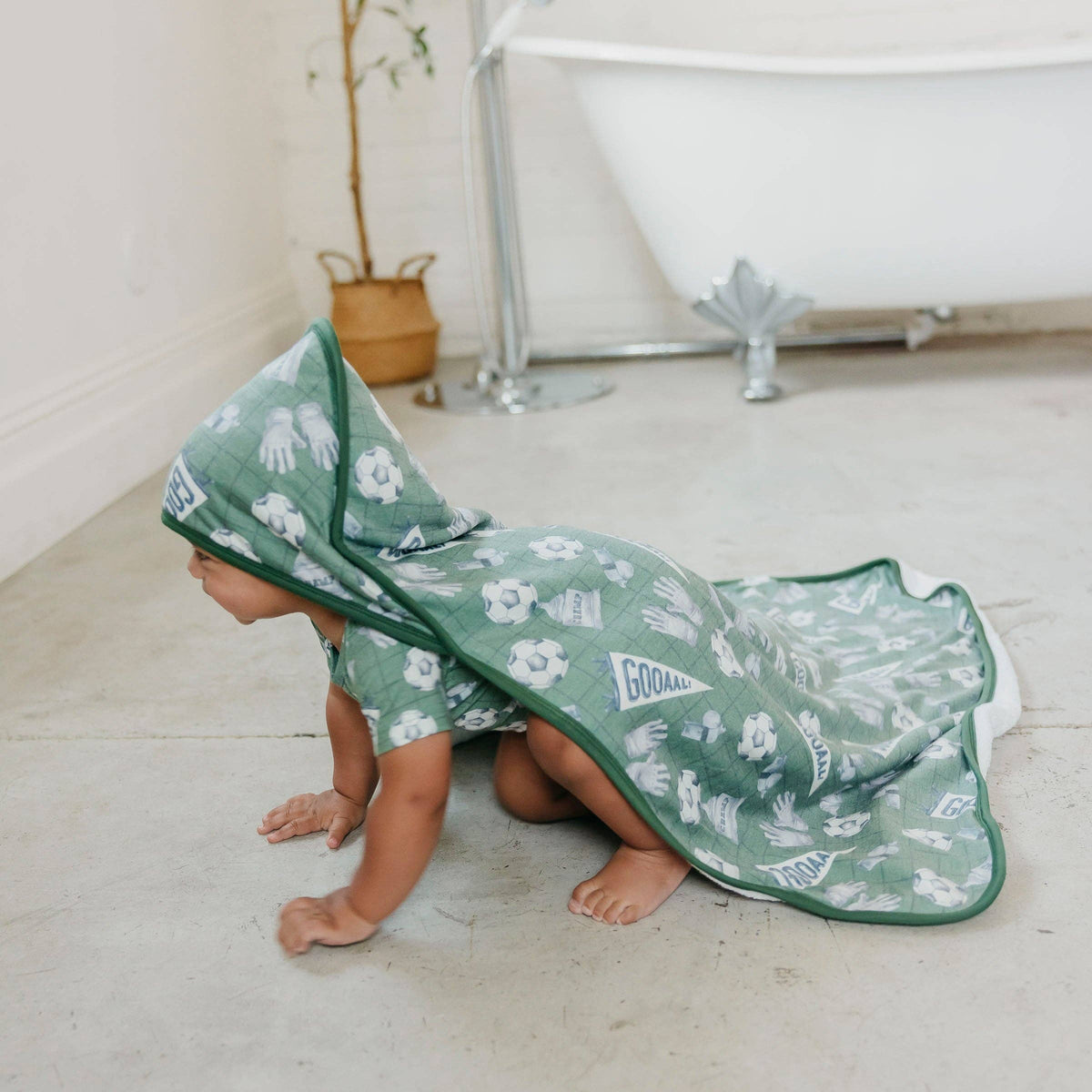 Kick Off Baby Knit Hooded Towel