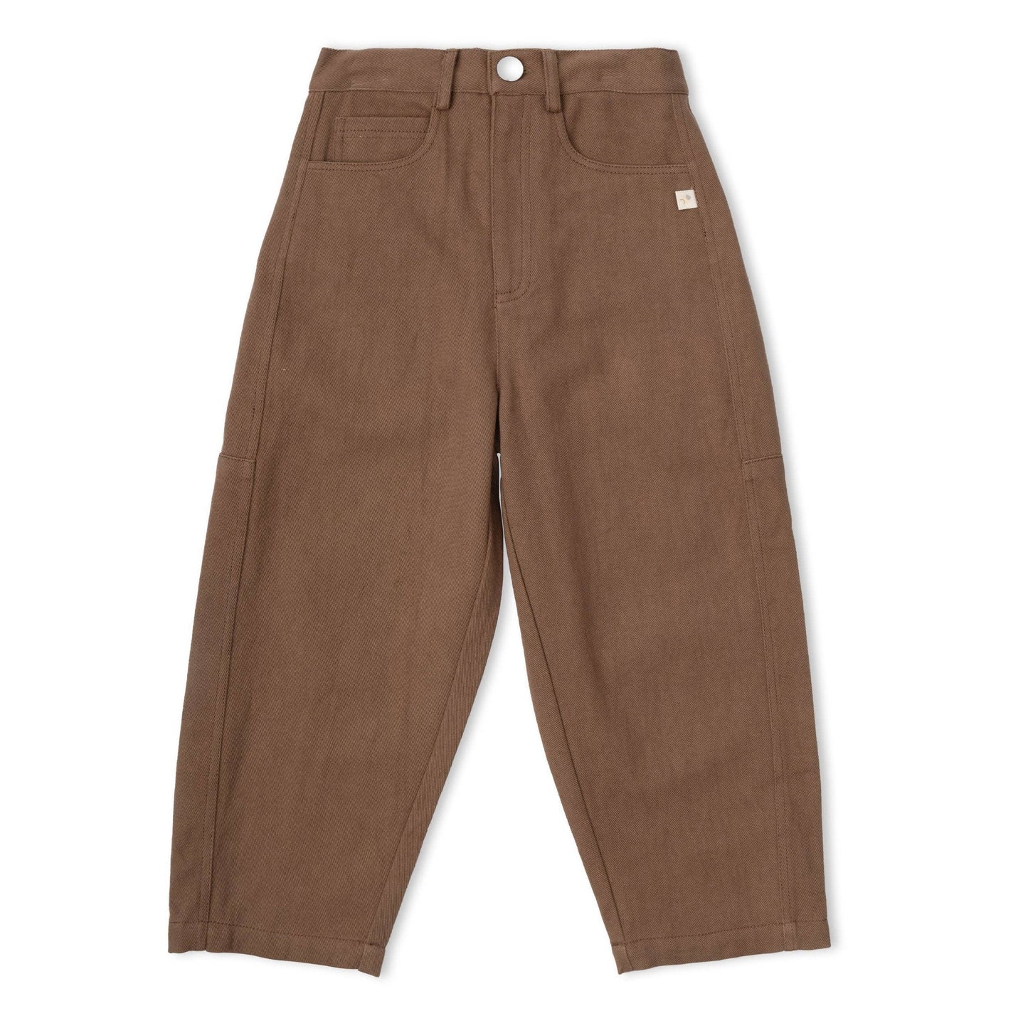 Brown Organic Twill Barrel Pants