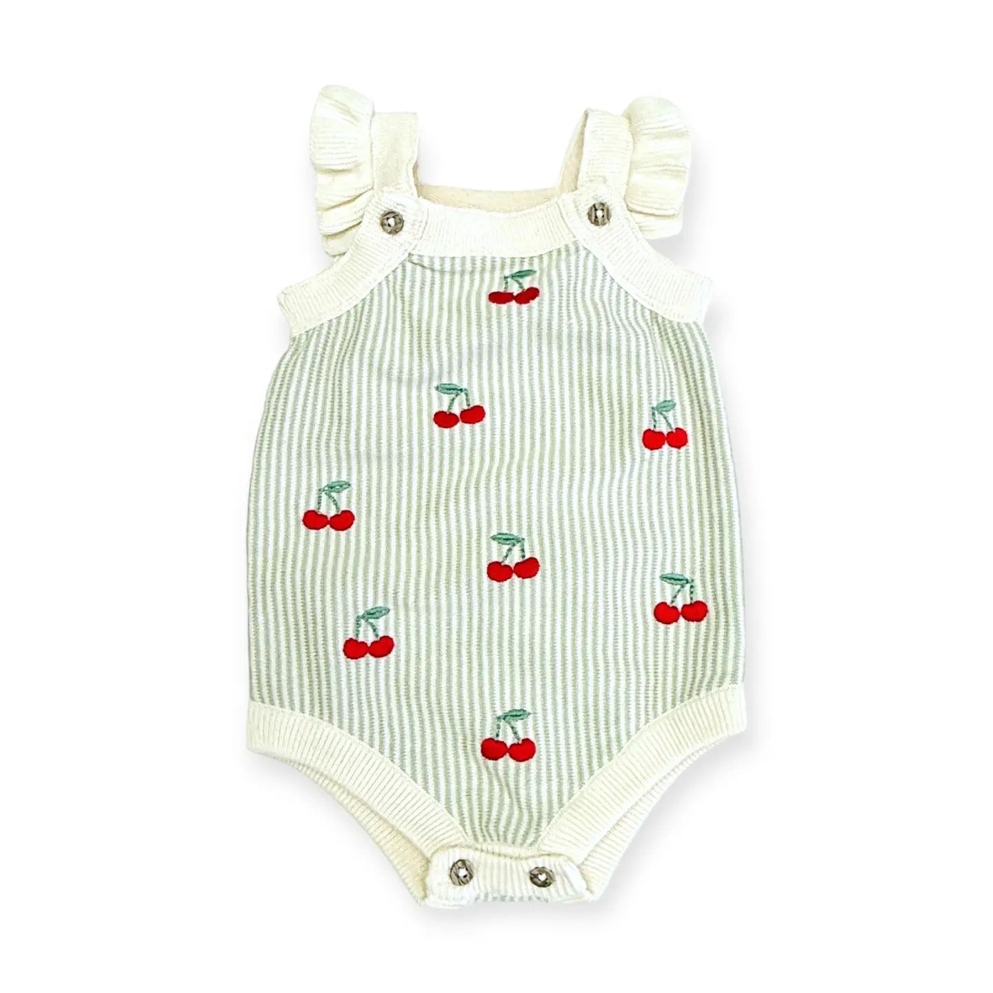 Cherry Embroidered Ruffle Romper