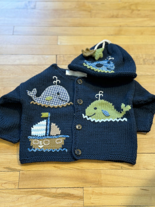 Navy Whale Watch Knit Sweater