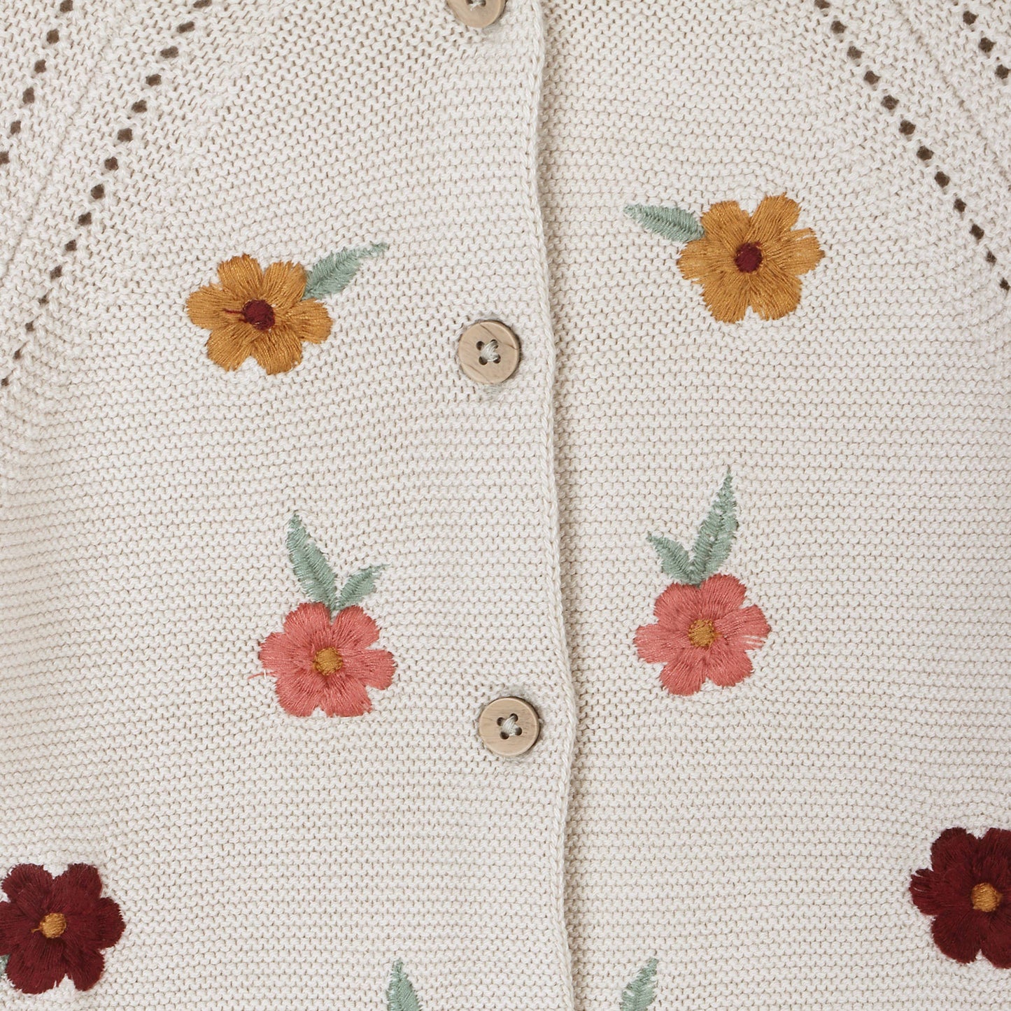 Floral Embroidered Knit Baby Cardigan