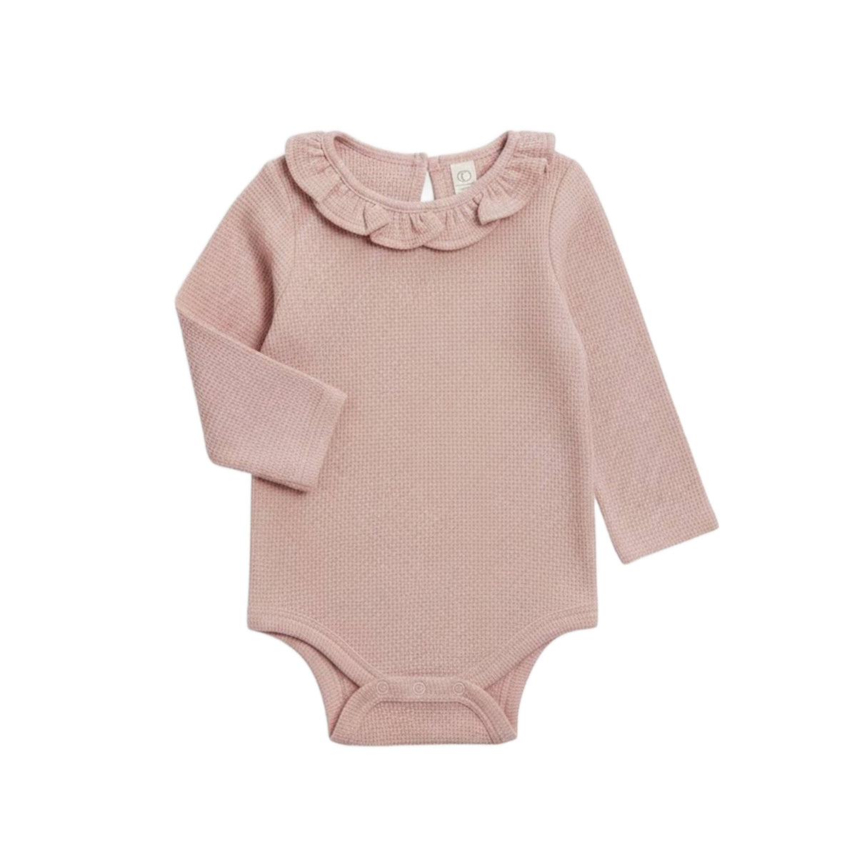 Mae Waffle Knit Ruffle Bodysuit - Petal Pink
