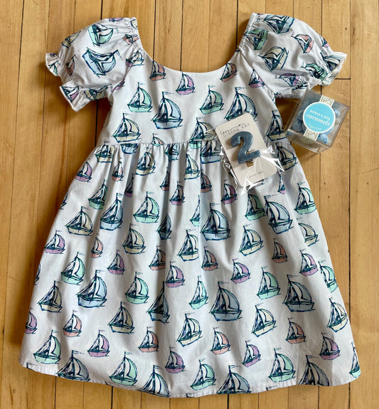 Mini Ella Blue Sailboats Dress