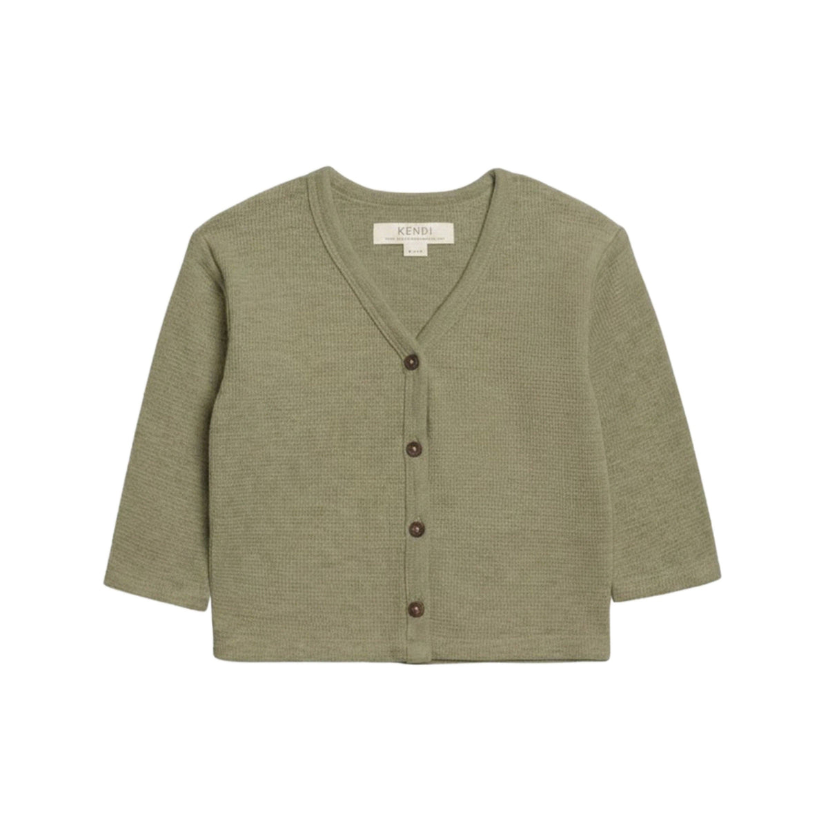 Wells Waffle Knit Button Cardigan - Fern
