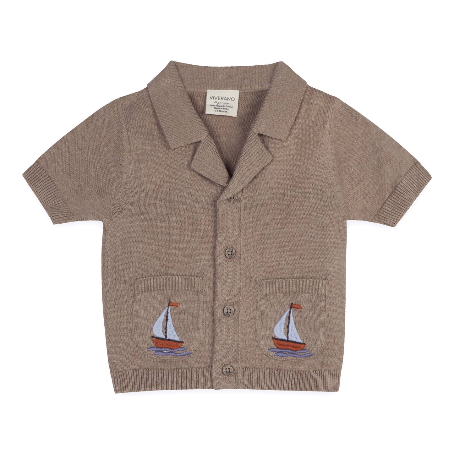 Sailboat Embroidered Pocket Knit Short Set