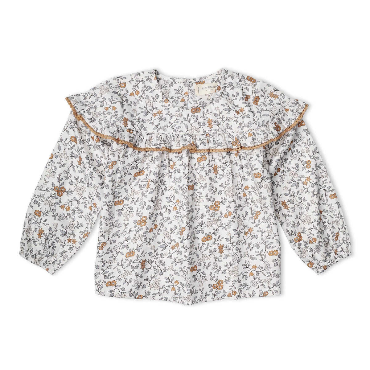 Organic Ruffle Cotton Blouse - Ivy