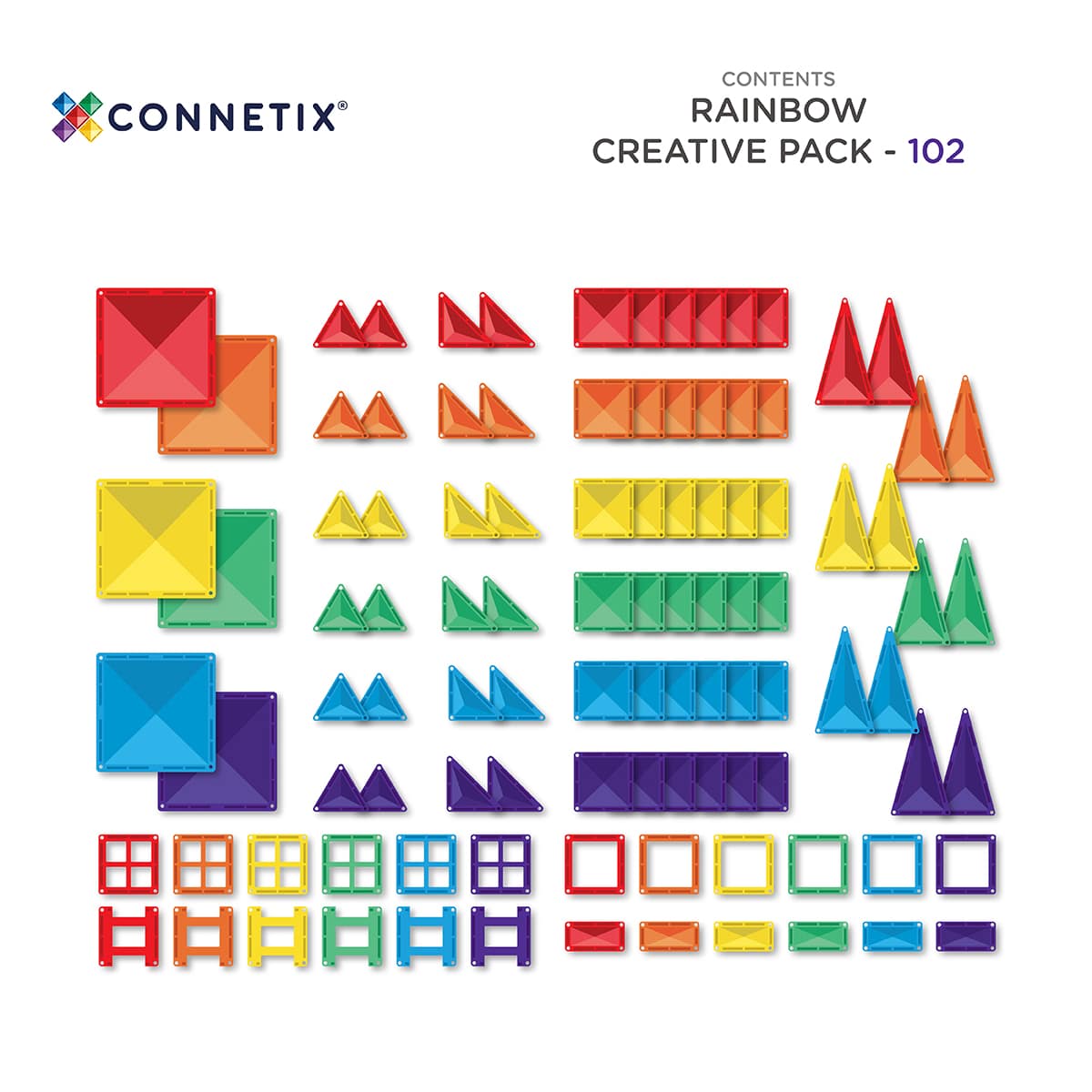 CONNETIX Rainbow Creative Pack, 102 Pieces