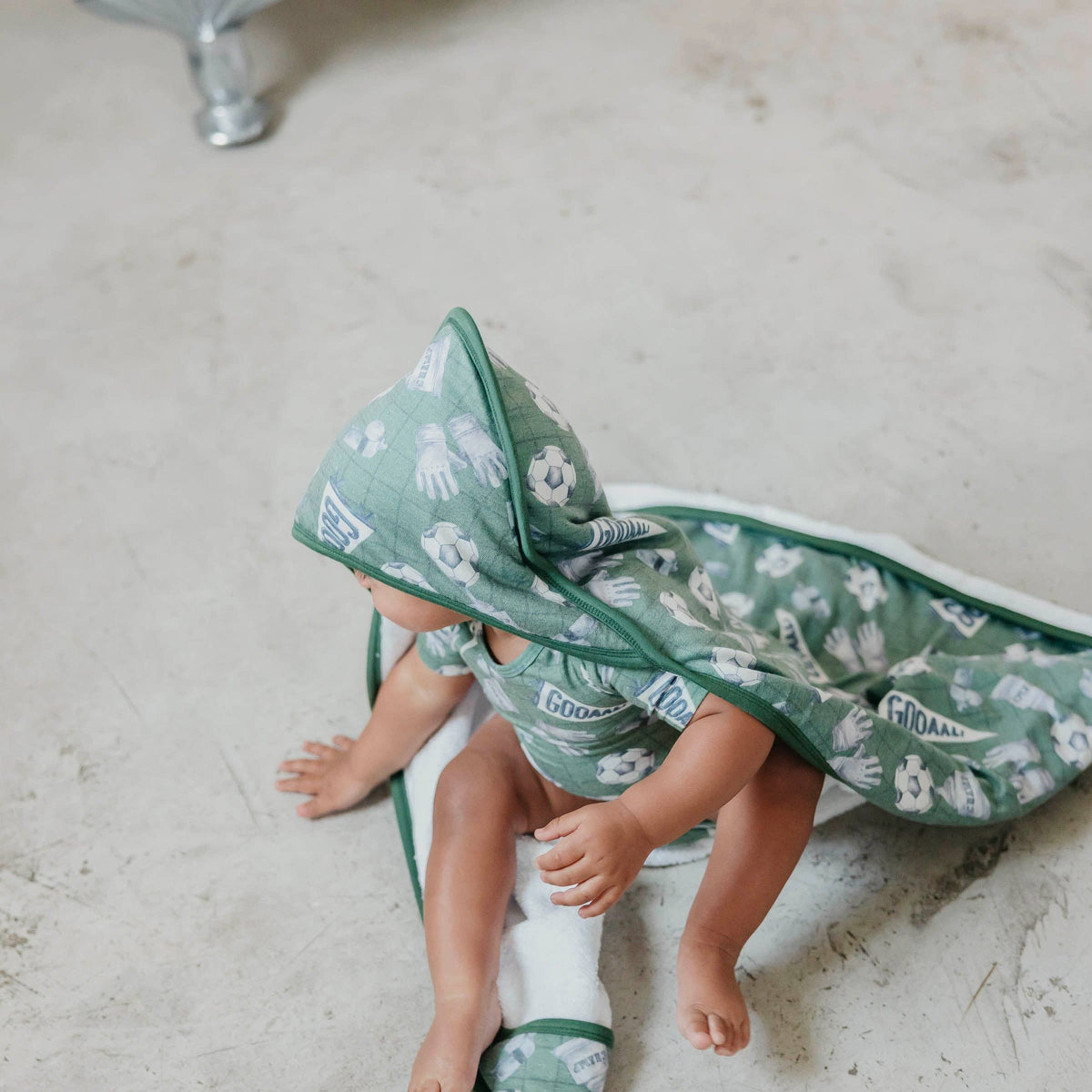 Kick Off Baby Knit Hooded Towel