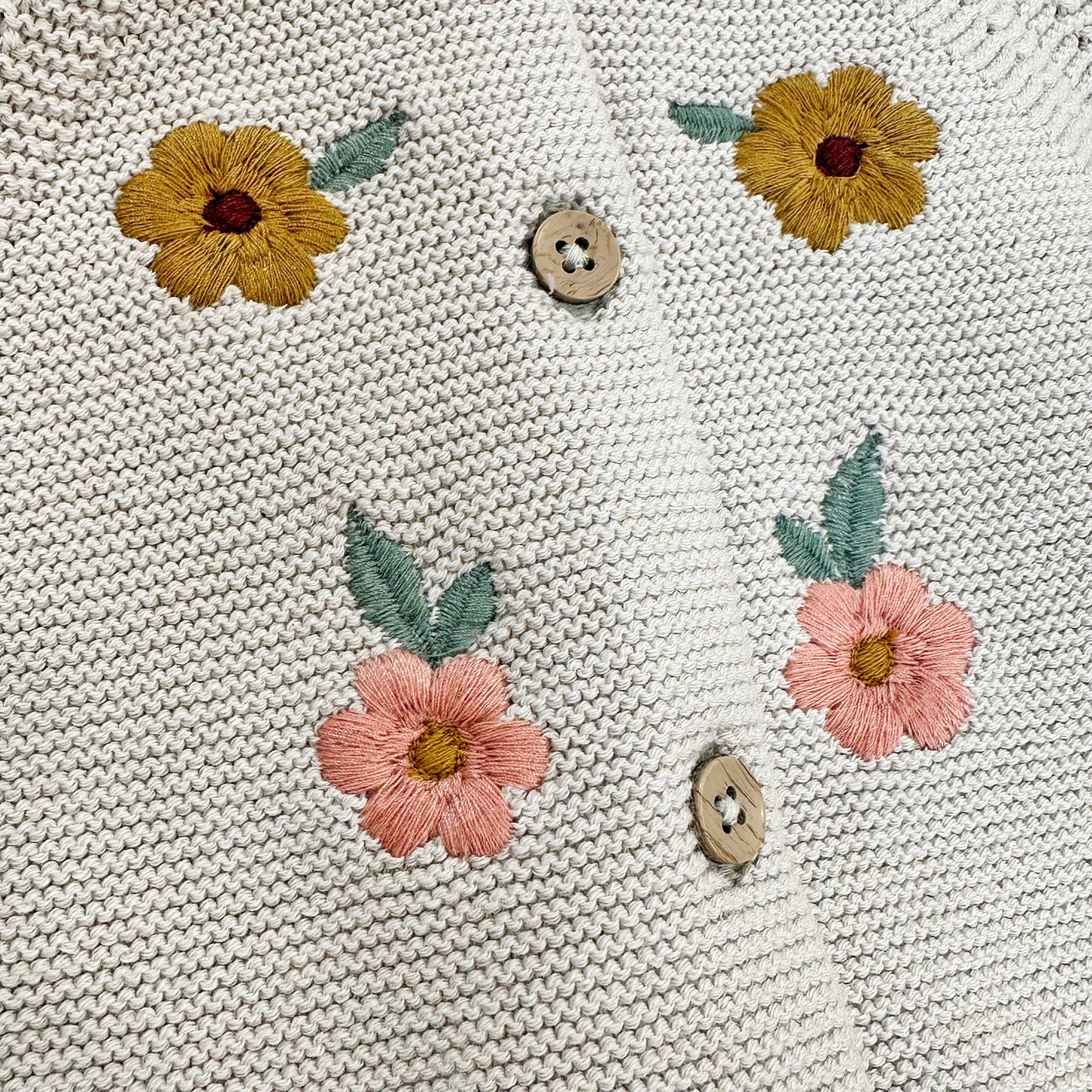 Floral Embroidered Knit Baby Cardigan