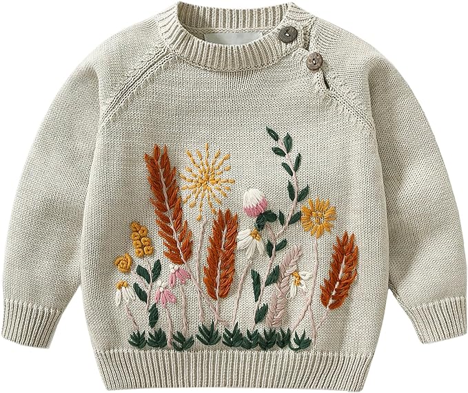 Apricot Hand-Embroidered Sweater