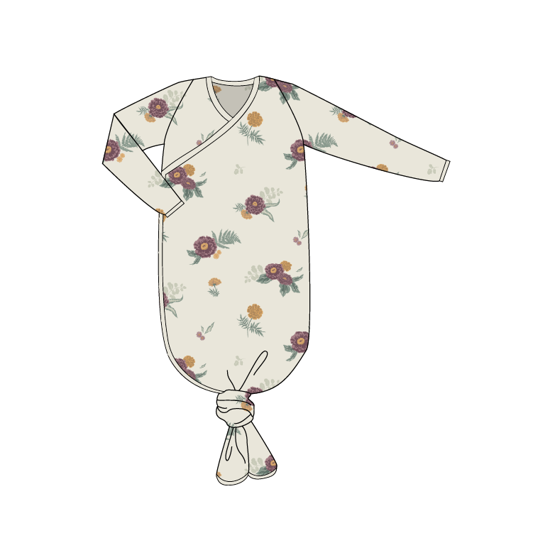 Fall Floral Knotted Gown