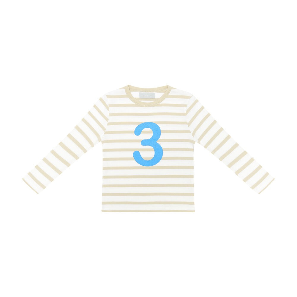 Sand/White Stripe Number (Blue) Tee