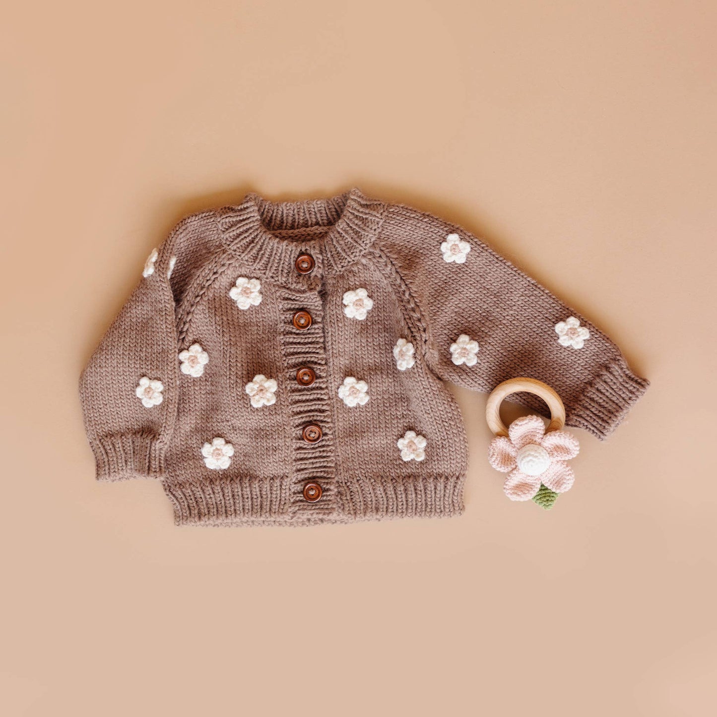 Tan Flower Cardigan