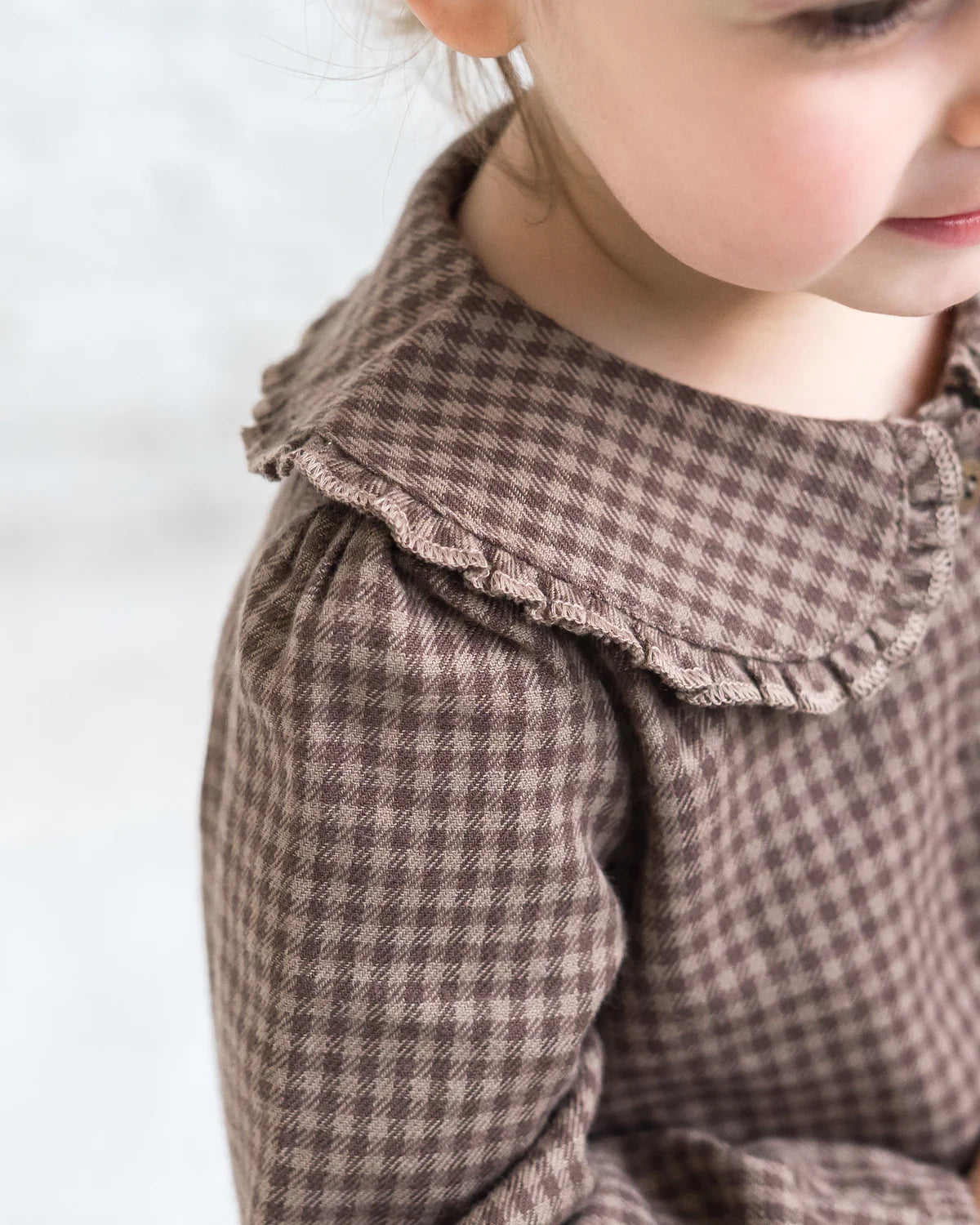 Yael Chestnut Plaid Ruffle Top