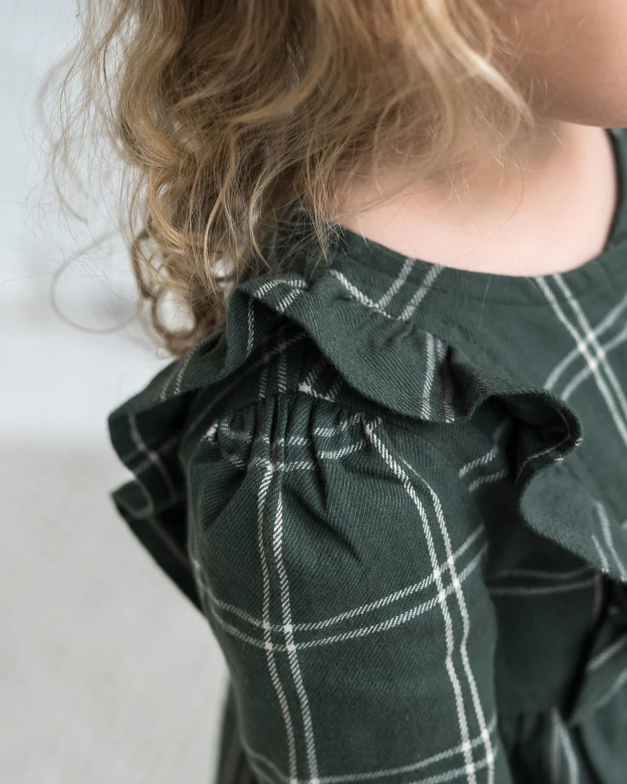 Rya Pine Plaid Ruffle Dress
