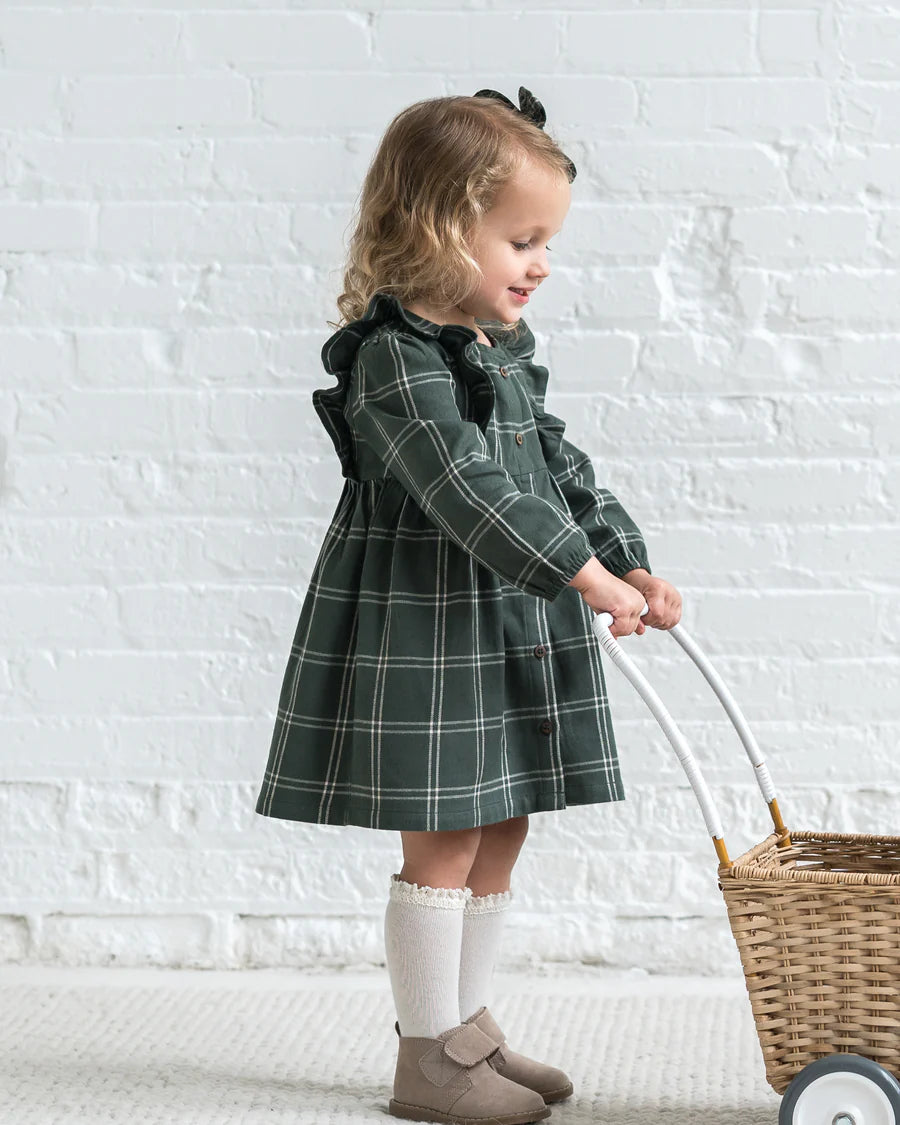 Rya Pine Plaid Ruffle Dress