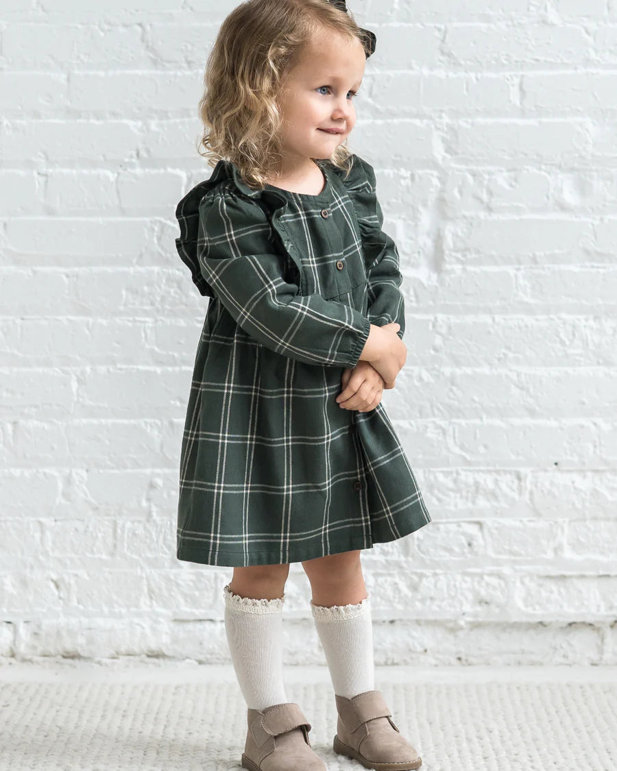 Rya Pine Plaid Ruffle Dress