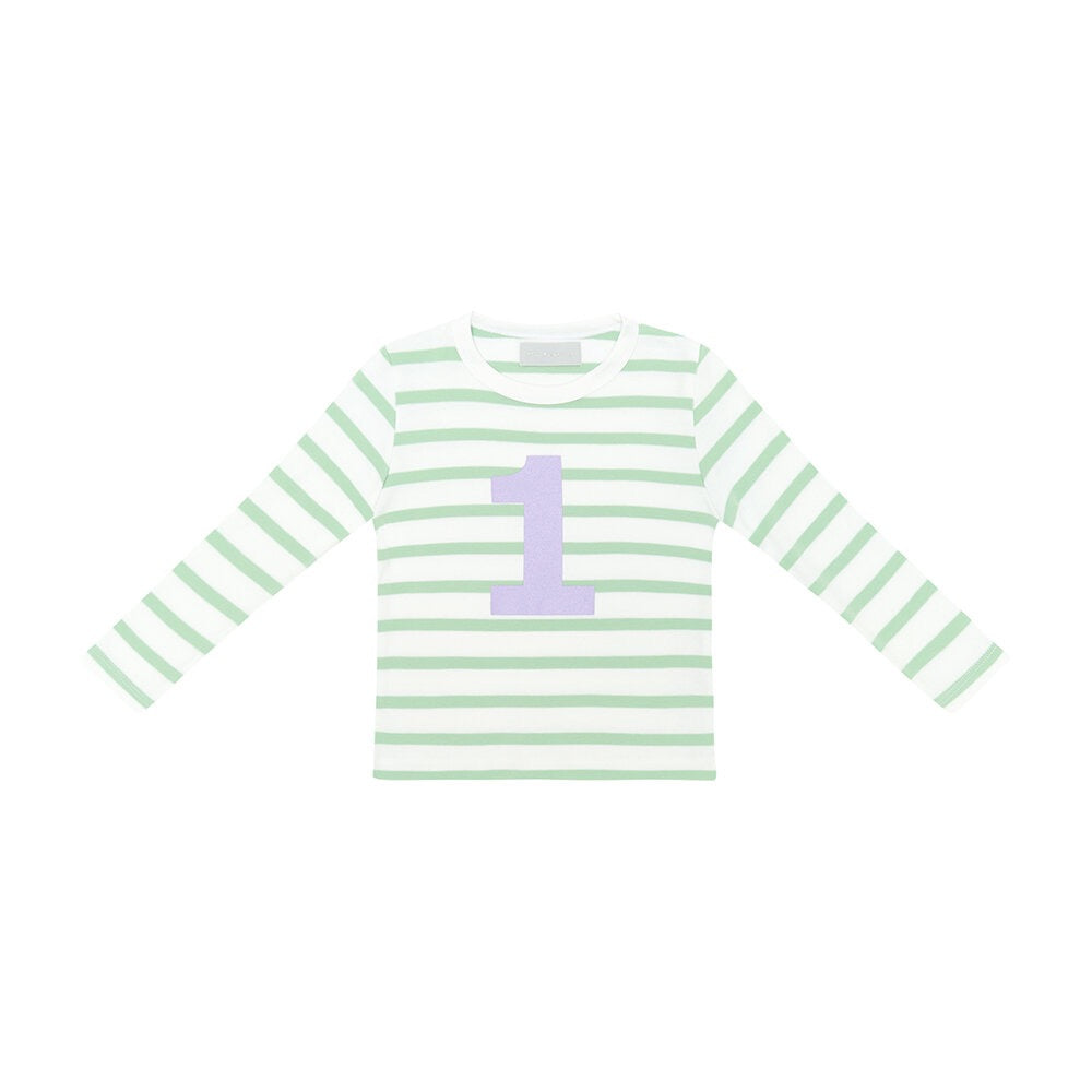Seafoam/White Striped Number (Liliac) Tee
