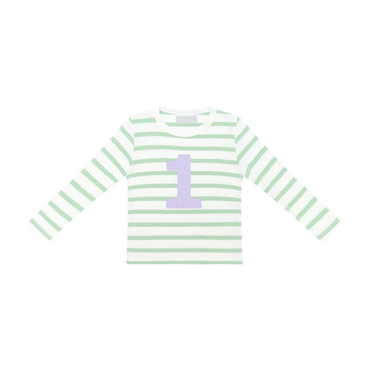 Seafoam/White Striped Number (Liliac) Tee