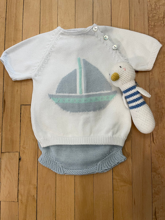Sailboat Sweater Diaper Set