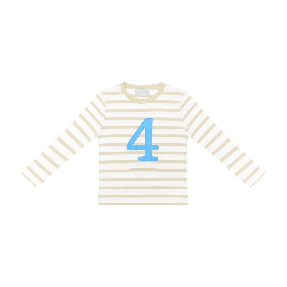 Sand/White Stripe Number (Blue) Tee