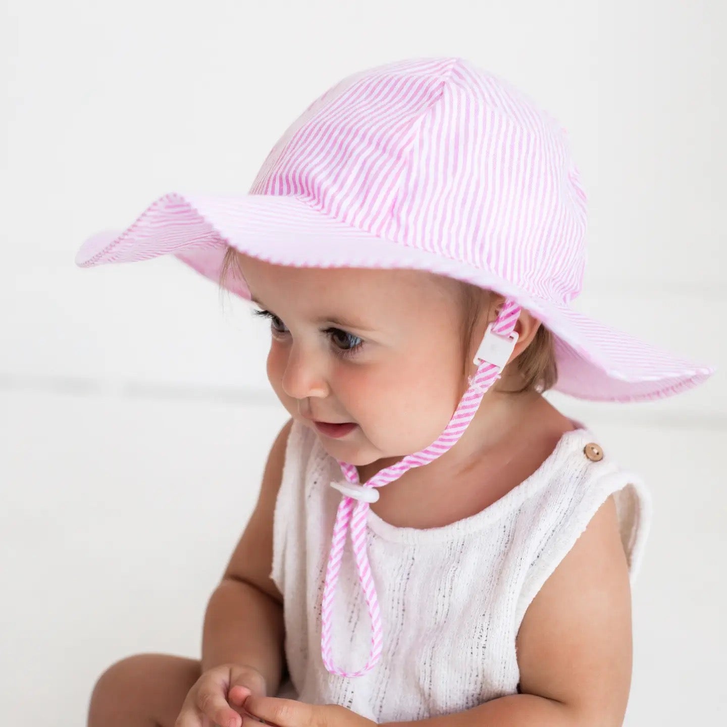 Pink Seersucker Sunhat