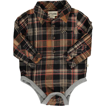 Jasper Brown Woven Plaid Onesie