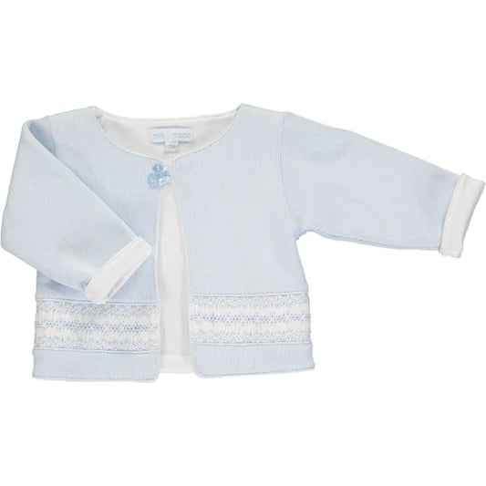 Classic Blue Smocked Knit Jacket