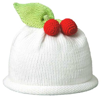 White Solid Cherry Roll Hat