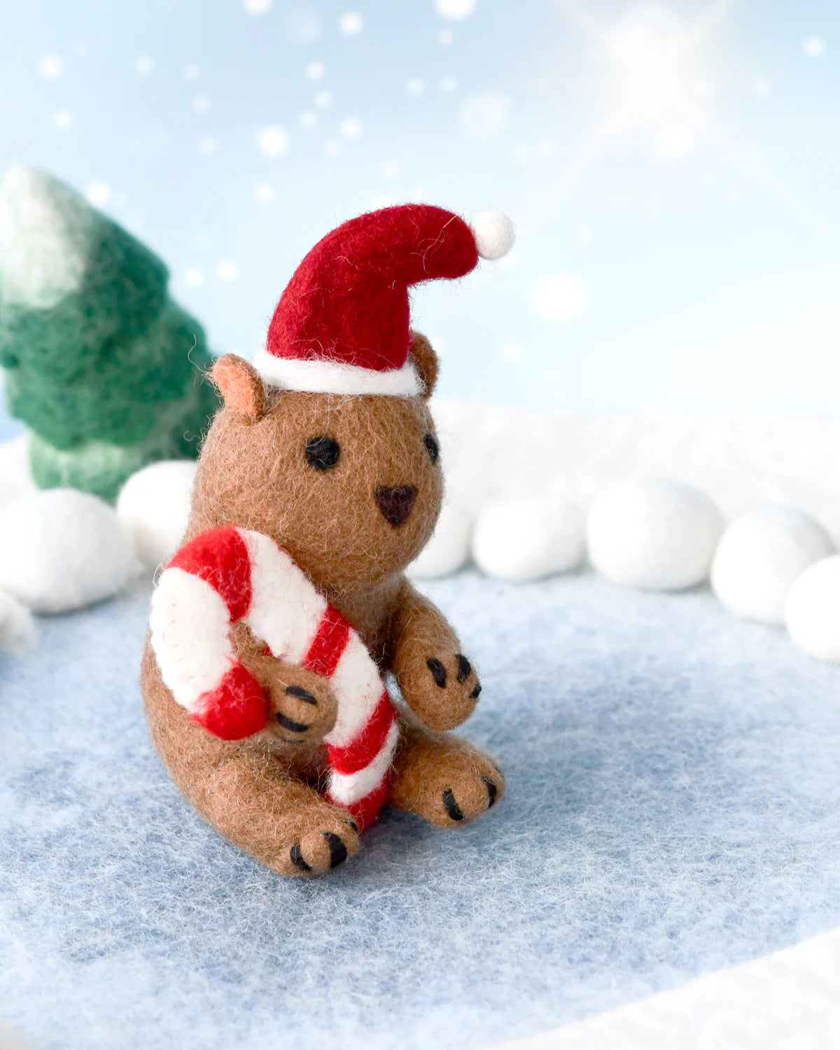 Felt Wombat w/Candy Cane