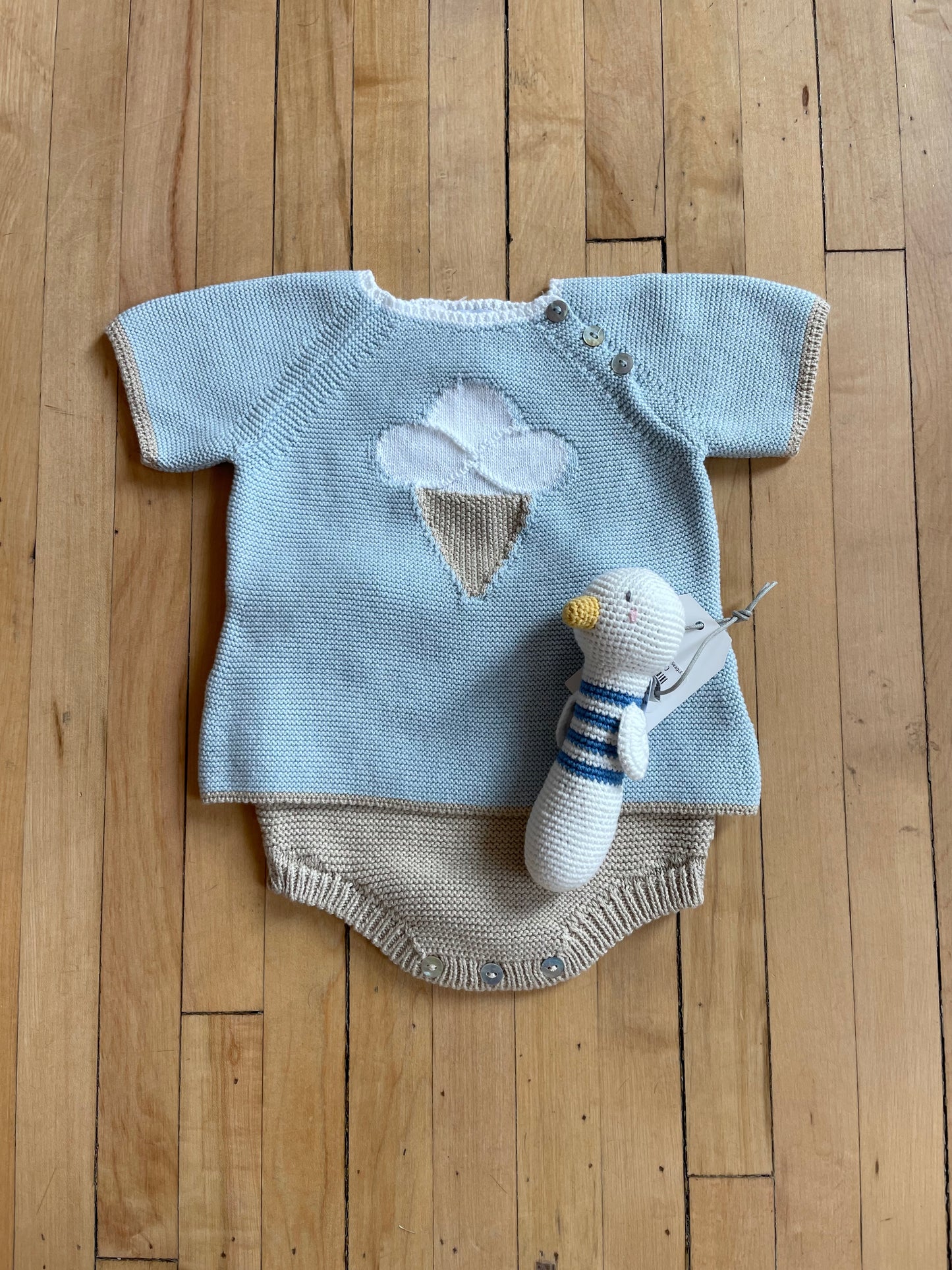 Blue Ice Cream Diaper Set