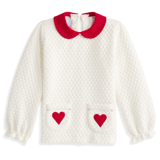 Red Hearts Quilted Pullover