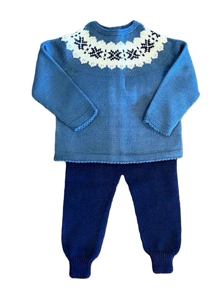 Blue Fair Isle Jogger Set