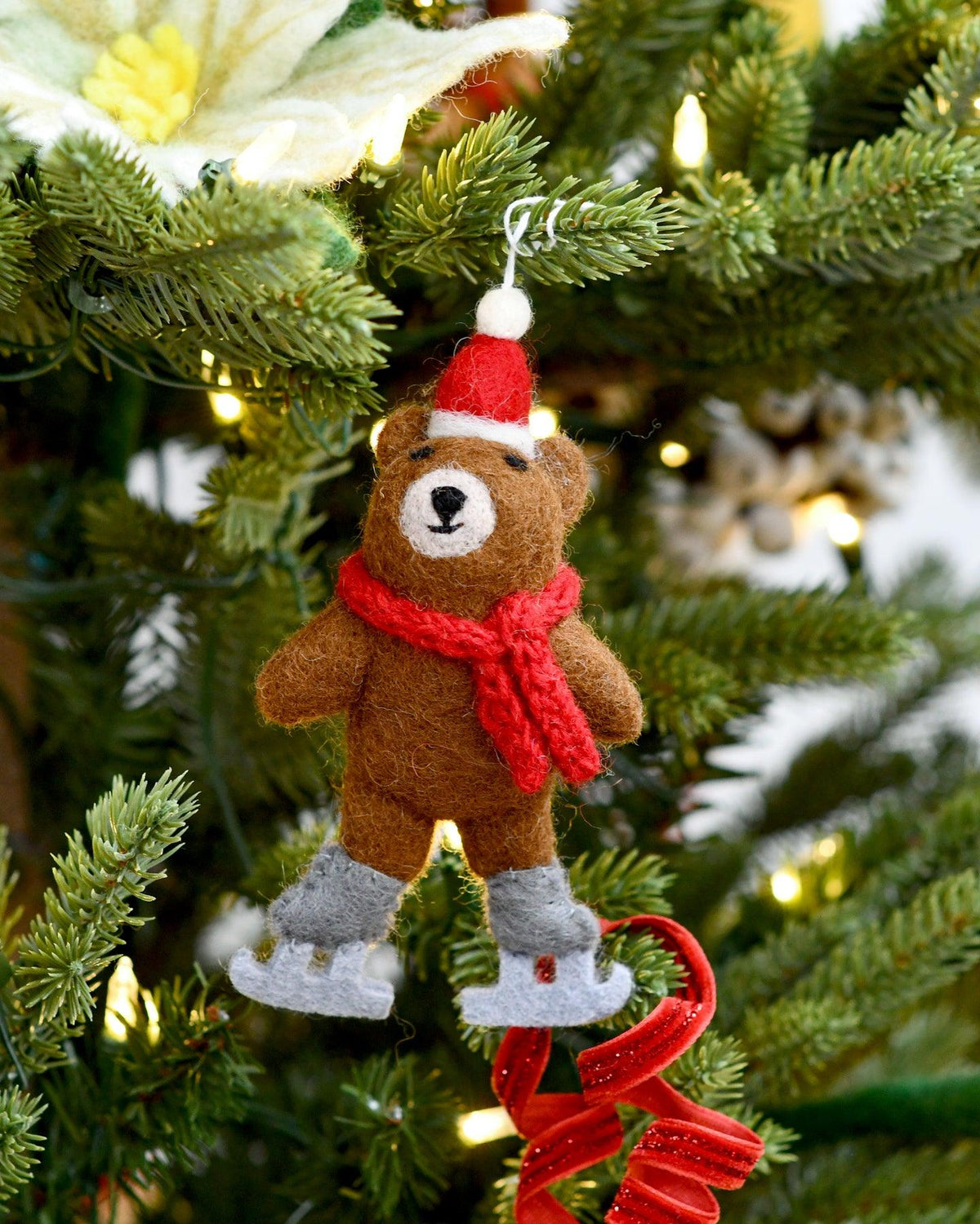 Felt Brown Bear With Ice Skates