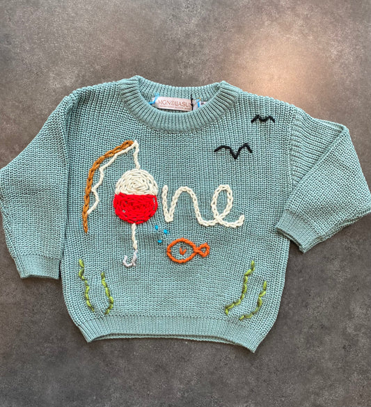 "One" Fish-Themed Birthday Sweater