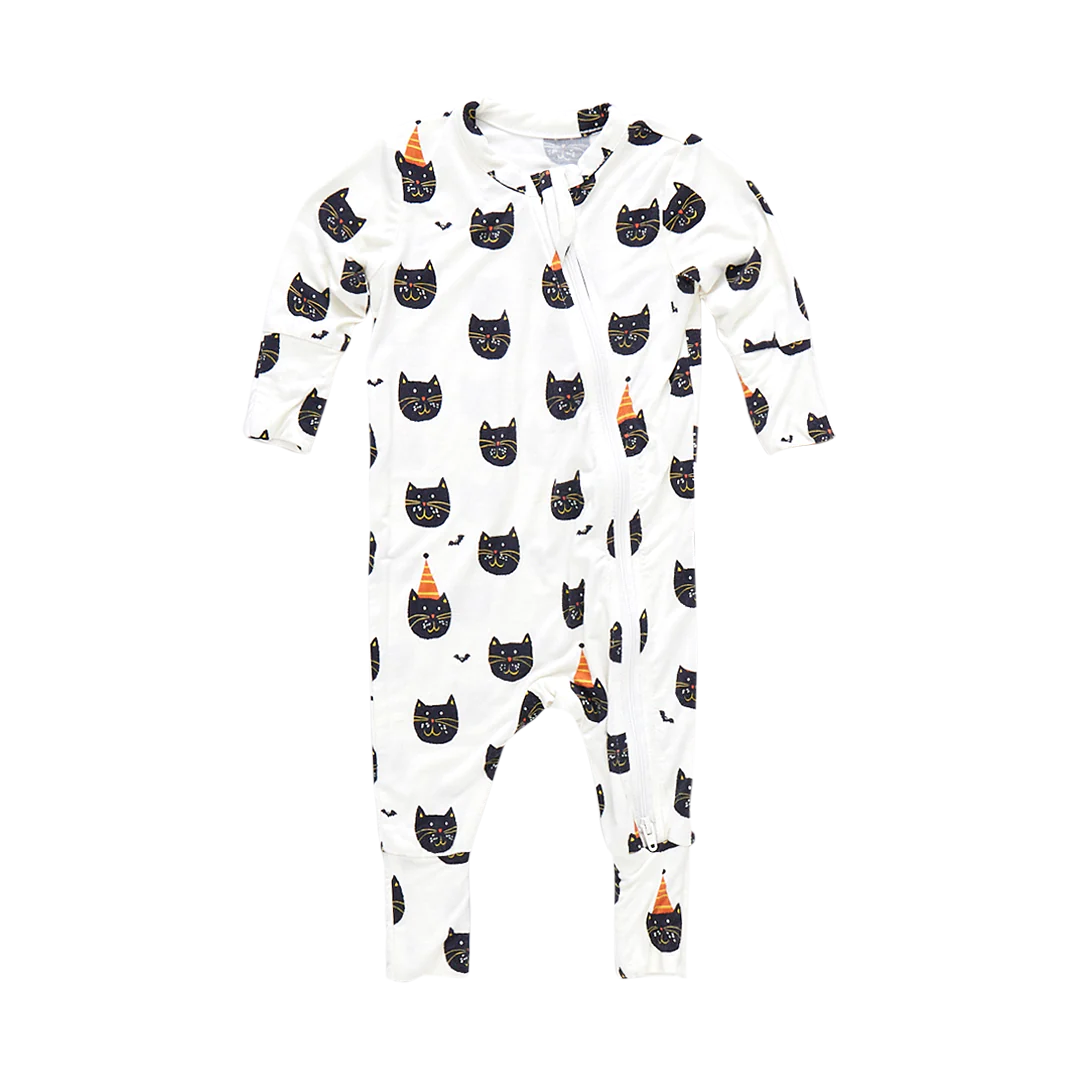 Bamboo Romper-Halloween Kitten