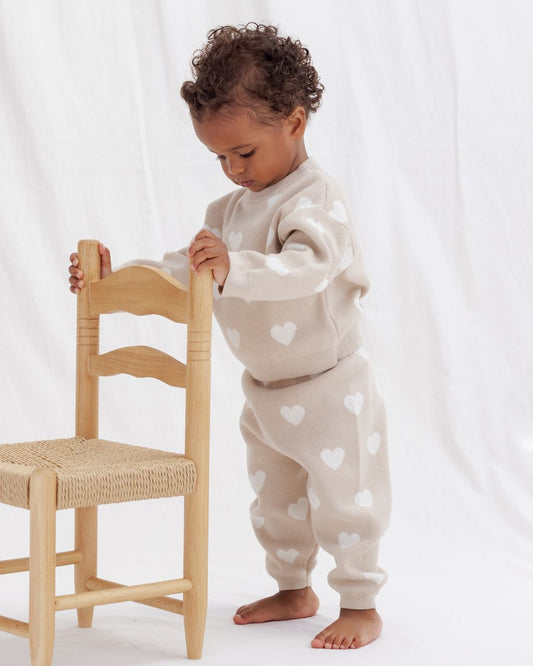 Heart Knit Pants in Oat