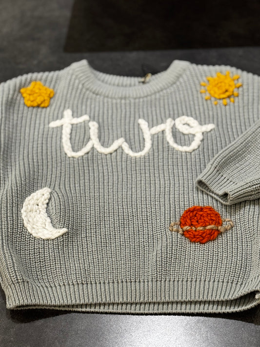 Space Themed 2nd Birthday Sweater