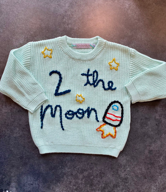 "Two The Moon" Birthday Sweater