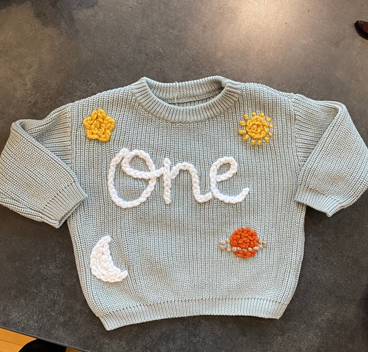 Space Themed First Birthday Sweater