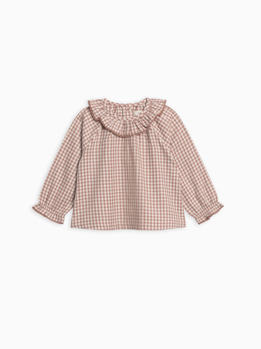 Shirley Mauve Gingham Poplin Top