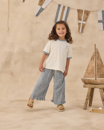 Marine Gingham Wide Leg Pants