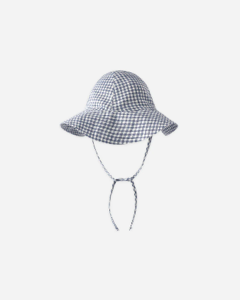 Marine GIngham Floppy Sun Hat