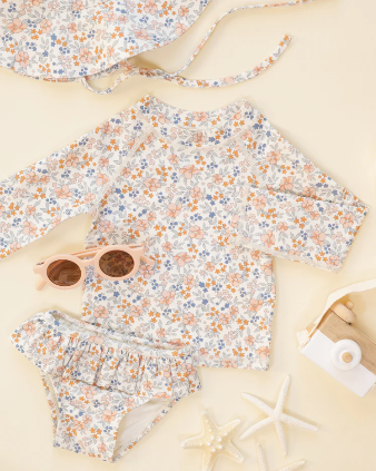 Girls Flower Field Rashguard Set