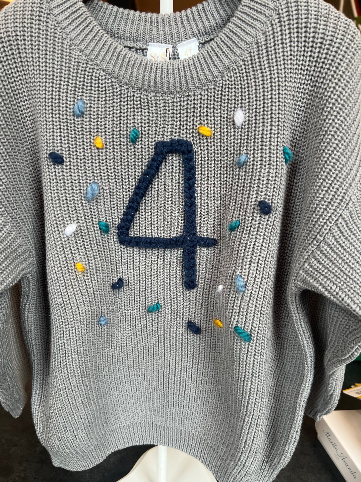 Gray Birthday Knit Sweater