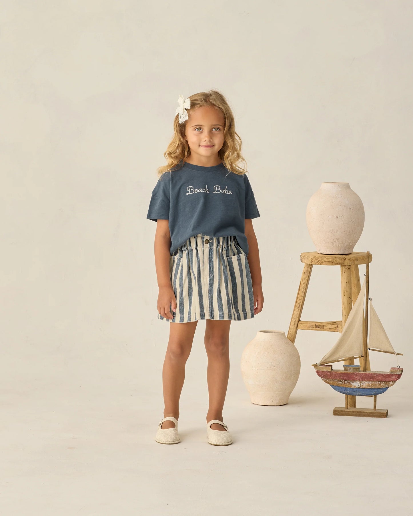 Denim Navy Stripe Skirt